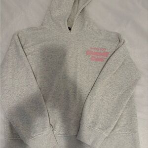 White Fox Boutique Gray Hoodie with Pink Logo